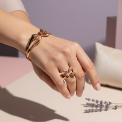 Set bijuterii Sia House „Lily Grace” – Brățară & Inel Argintiu și Auriu