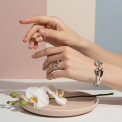 Set bijuterii Sia House „Lily Grace” – Brățară & Inel Argintiu și Auriu