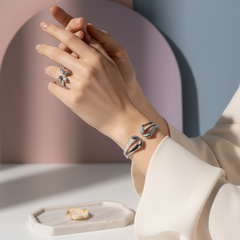 Set bijuterii Sia House „Lily Grace” – Brățară & Inel Argintiu și Auriu