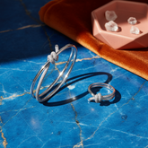 Set brățară și inel cu nod și cristale – gold / argintiu – Sia House