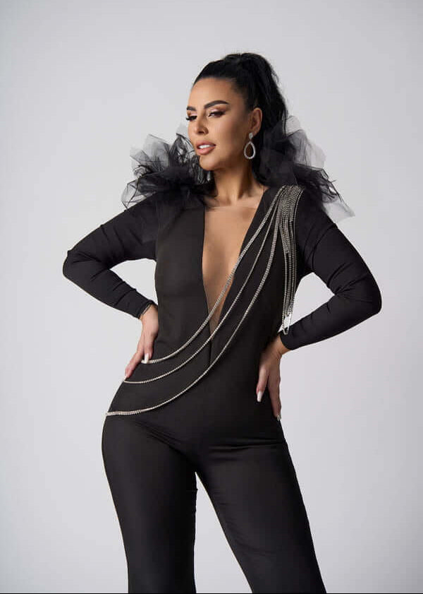 Salopeta Adnana elegantă cu lanțuri din strasuri - Sia House Sia House pentru femei elegante