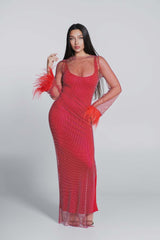 Rochie plasă cu cristale și pene Bling Diva - Sia House Sia House pentru femei elegante