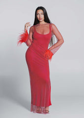 Rochie plasă cu cristale și pene Bling Diva - Sia House Sia House pentru femei elegante