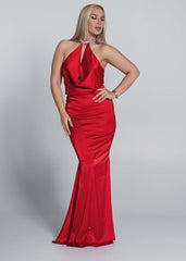 Rochie lungă mătase cu bijuterie Bling Enchant Sia House pentru femei elegante