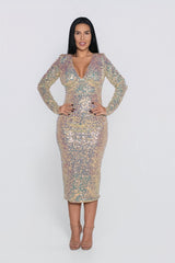 Rochie Midi Savage Pearl cu Paiete Multicolore - Sia House