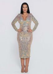 SIA Rochie Midi Savage Pearl - Paiete Multicolore