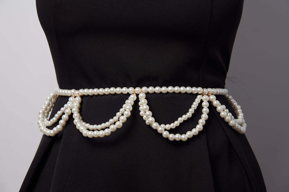 Curea Linda cu perle și metal auriu - Sia House Sia House pentru femei elegante