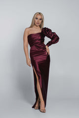 Rochie Lungă Silk Lust cu Decupaj și Mâneci Bufante - Sia House Sia House pentru femei elegante