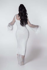 Rochie plasă cu cristale și pene Bling Diva - Sia House Sia House pentru femei elegante