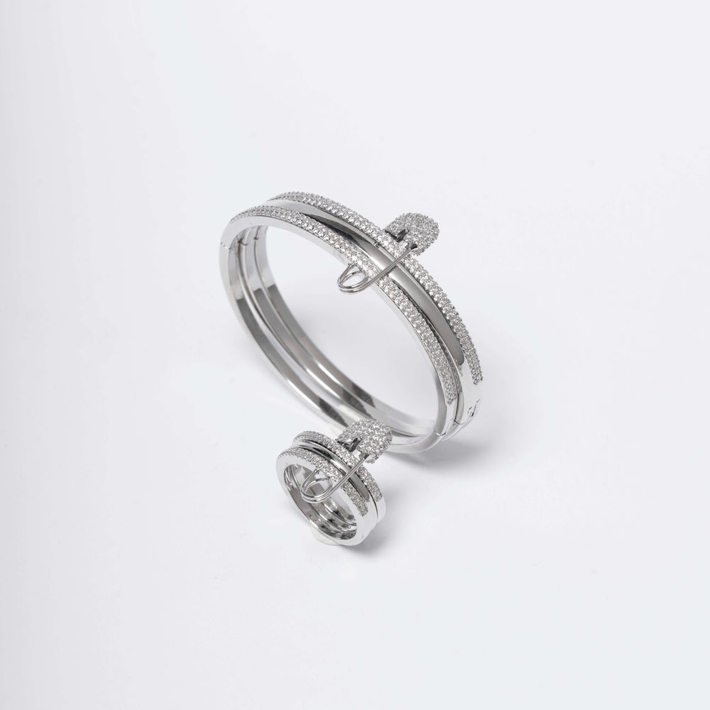 Set bijuterii bratara si inel cu ac de siguranta si cristale PIN ME - Sia House Sia House pentru femei elegante