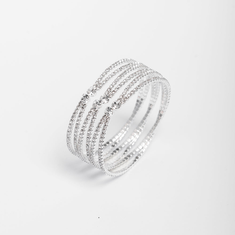 Brățara Glam Spark Argintie cu Cristale Strălucitoare Sia House pentru femei elegante