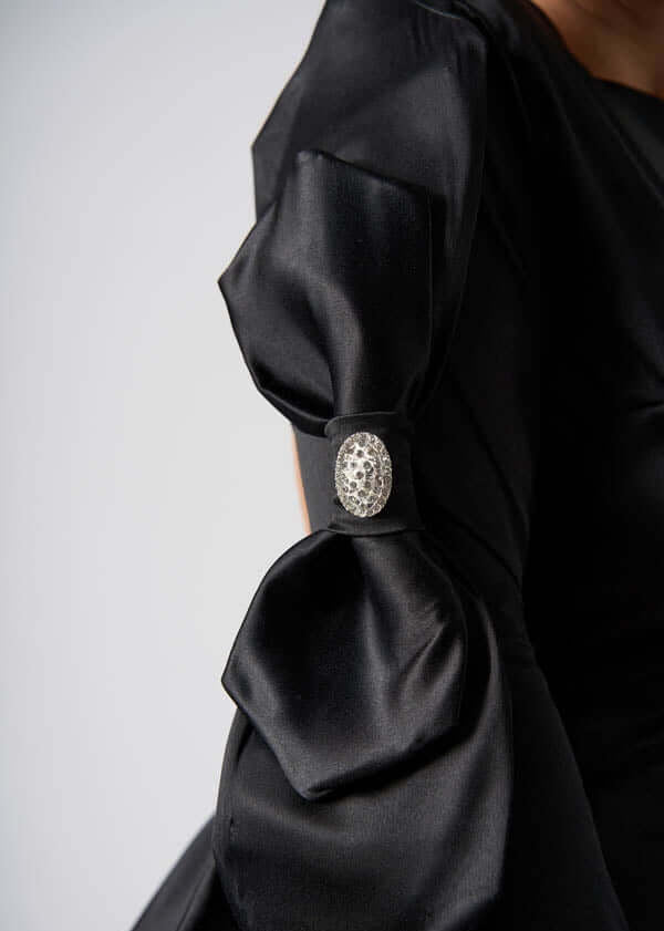 Rochie Marissa midi din satin cu fundițe 3D și cristale - Sia House Sia House pentru femei elegante