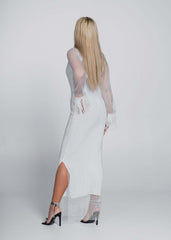 Rochie Bling DIVA - plasă cu cristale și pene