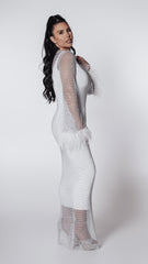 Rochie plasă cu cristale și pene Bling Diva - Sia House