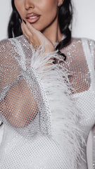 Rochie plasă cu cristale și pene Bling Diva - Sia House