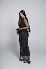 Rochie plasă cu cristale și pene Bling Diva - Sia House