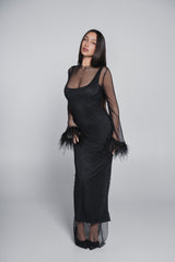 Rochie plasă cu cristale și pene Bling Diva - Sia House