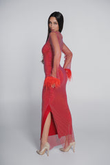 Rochie plasă cu cristale și pene Bling Diva - Sia House