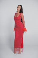 Rochie plasă cu cristale și pene Bling Diva - Sia House