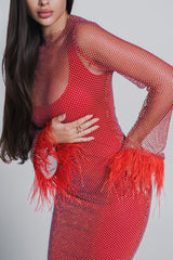 Rochie plasă cu cristale și pene Bling Diva - Sia House