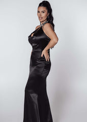 Rochie Bling Enchant - lungă mătase cu bijuterie