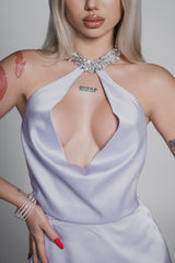 Rochie mini mătase cu bijuterie Bling Enchant by Sia House