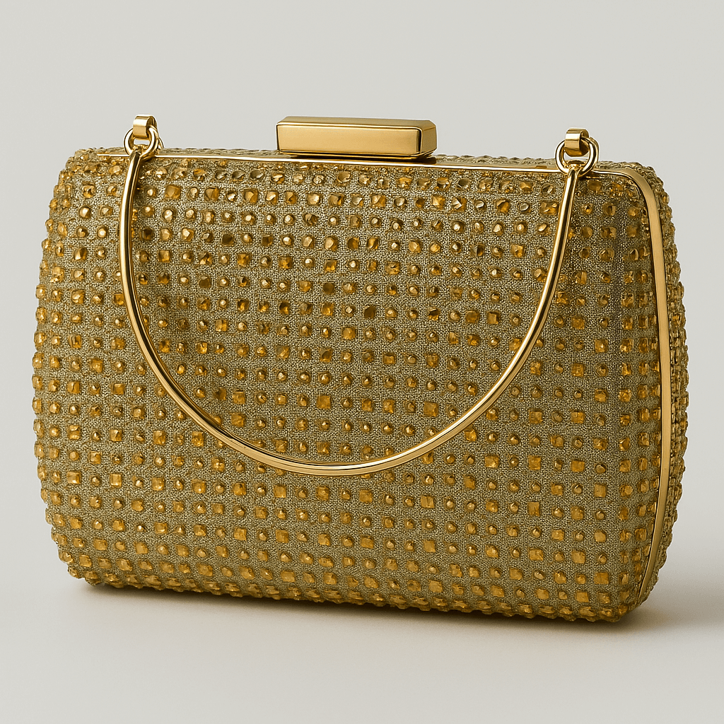 Clutch auriu cu cristale geometrice Sia House pentru femei elegante