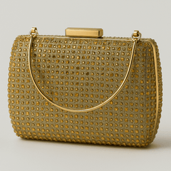 Clutch auriu cu cristale geometrice Sia House pentru femei elegante