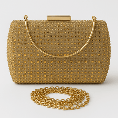 Clutch auriu cu cristale geometrice Sia House pentru femei elegante