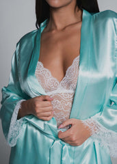 SIA Nighty Pijama - set 3 piese cu dantelă și satin