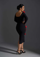 Rochie Midi Rose Affair neagră cu flori 3D Sia House Sia House pentru femei elegante