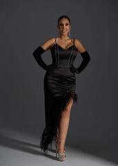 Femme Fatale - Rochie asimetrică neagră cu strasuri Sia House Sia House pentru femei elegante