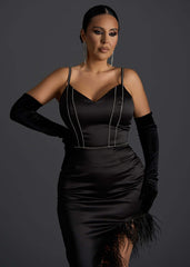 Femme Fatale - Rochie asimetrică neagră cu strasuri Sia House Sia House pentru femei elegante