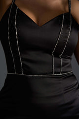 Femme Fatale - Rochie asimetrică neagră cu strasuri Sia House Sia House pentru femei elegante