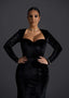 Alt Tag: Rochie Velvet Noir din catifea lungă, croi sirenă, decolteu inimă, elegantă pentru seară și evenimente speciale