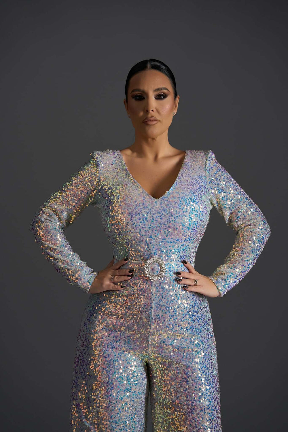 Cosmic Spark - Salopetă elegantă cu paiete multicolore Sia House Sia House pentru femei elegante