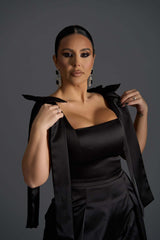 Salopeta Stiletto Kiss elegantă din tafta neagră - Sia House Sia House pentru femei elegante