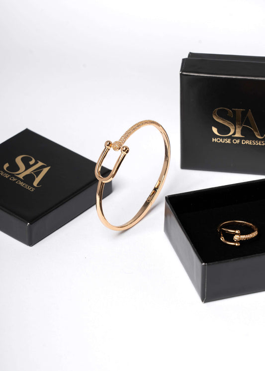 Set Brățară + Inel SIA Spark din oțel inoxidabil placat Sia House pentru femei elegante