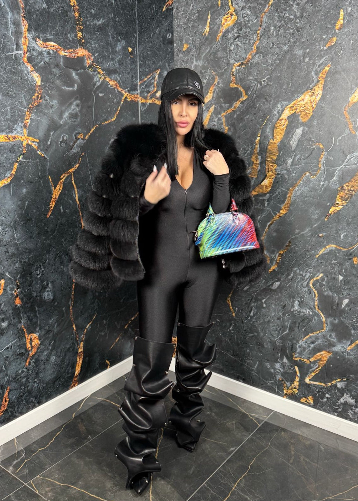 Sia Salopeta lycra modelatoare cu fermoar - "VENOM" jumpsuit