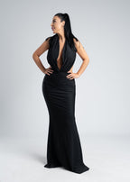 Rochie lycra cristale derapaj și decolteu V - SERENNE