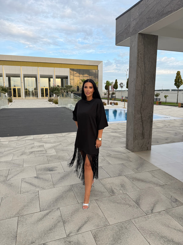 Tricou tip rochie cu franjuri