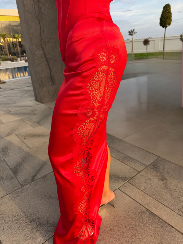 Rochie satin dantela si corset - MADAME