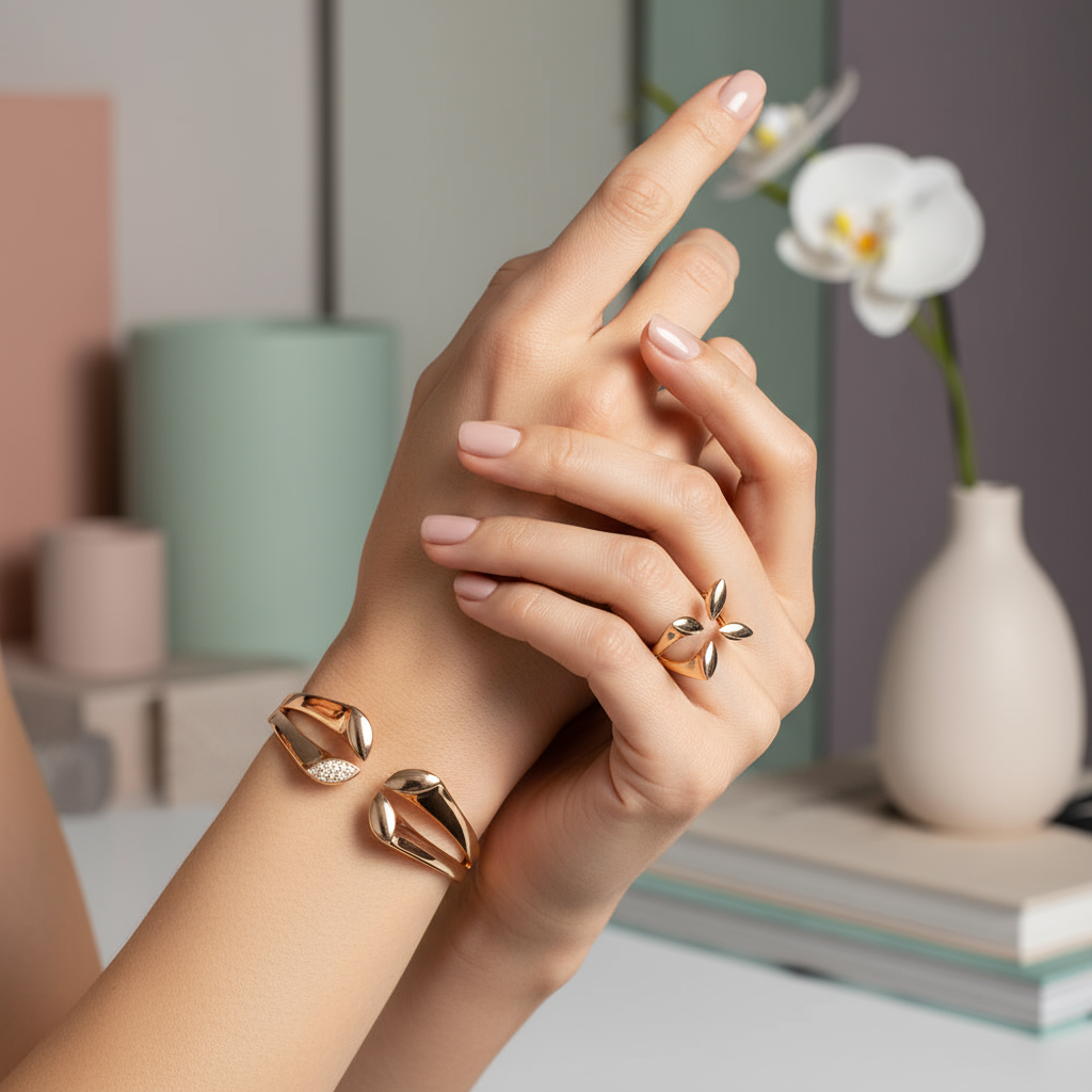 Set bijuterii Sia House „Lily Grace” – Brățară & Inel Argintiu și Auriu