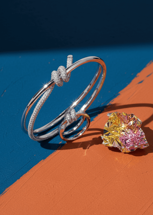 SIA Knot Crystal Set – Brățară & Inel cu Design Nod și Cristale