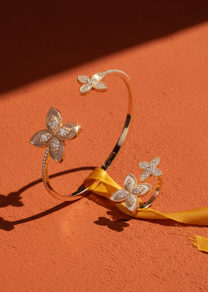 Set Brățară + Inel Floral Embrace – Bijuterii Sia House