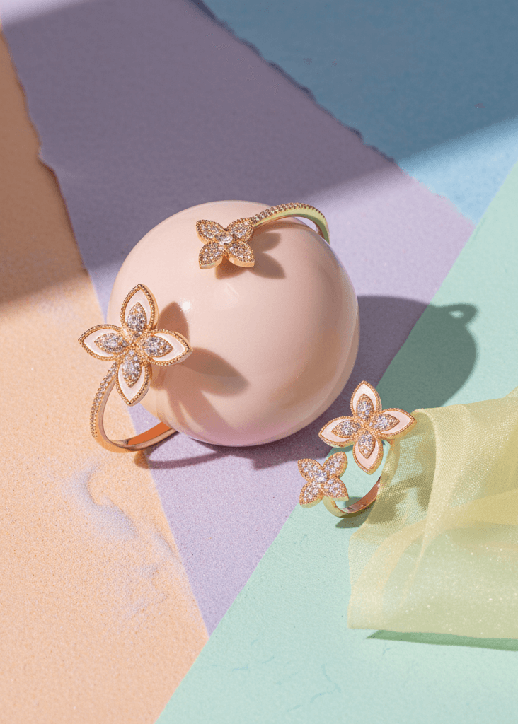 Set Brățară + Inel Floral Embrace – Bijuterii Sia House