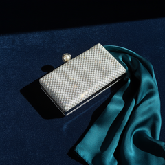 Clutch Elegant Argintiu cu Cristale - Geanta Plic Seara | Sia House
