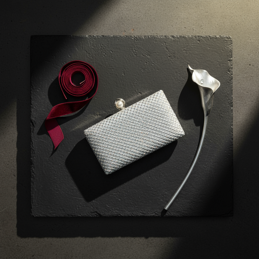 Clutch Elegant Argintiu cu Cristale - Geanta Plic Seara | Sia House