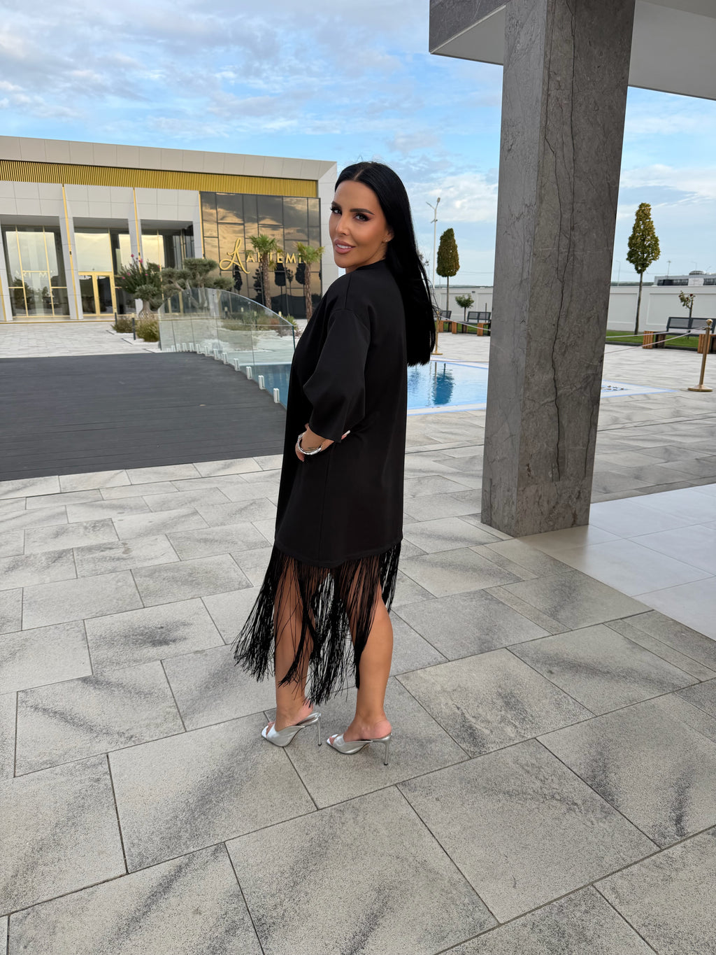 Tricou tip rochie cu franjuri