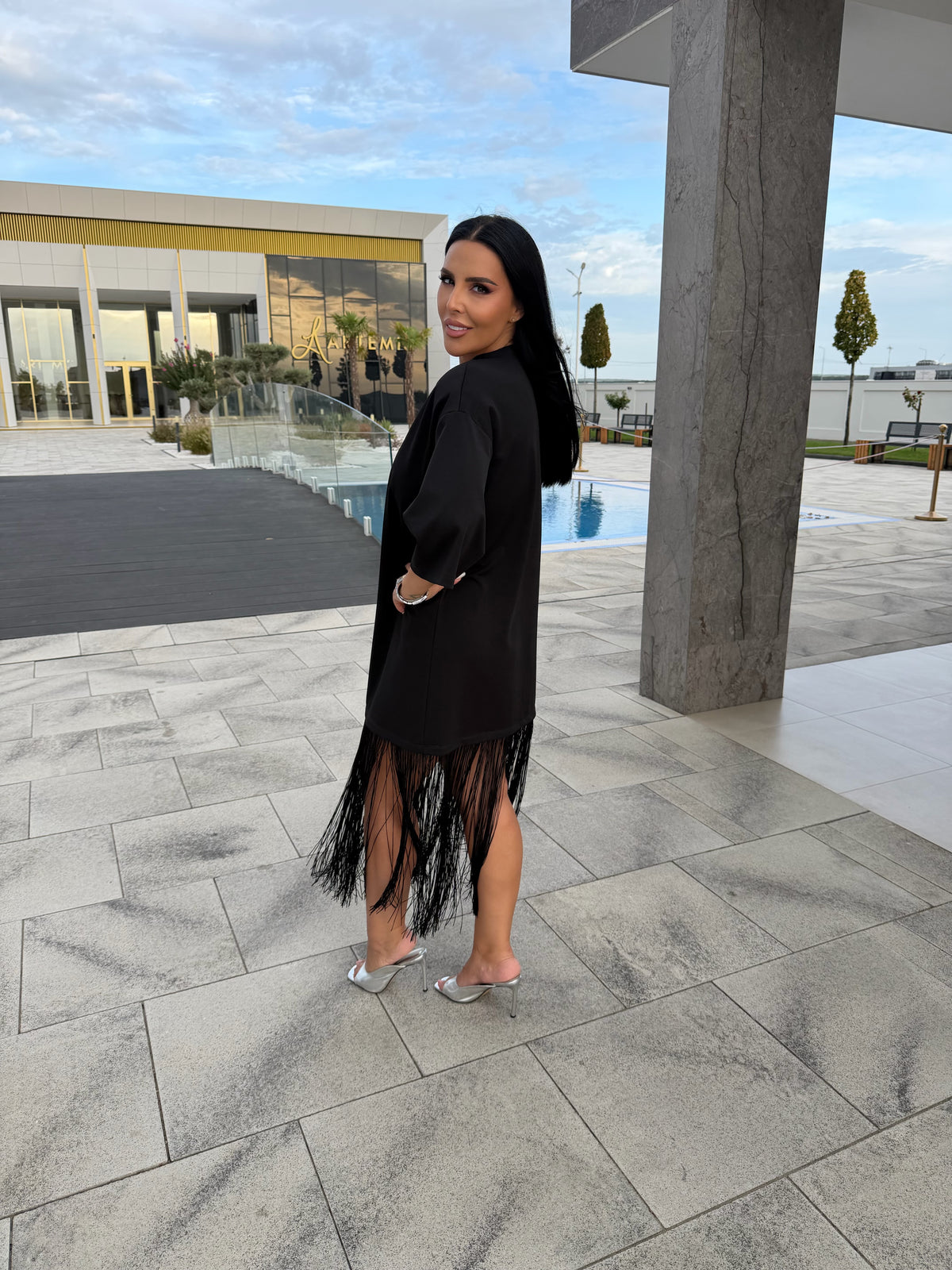 Tricou tip rochie cu franjuri